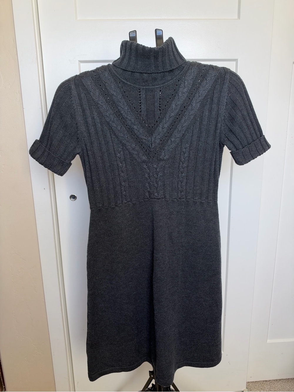 Calvin Klein Charcoal Gray Knit Turtleneck Dress